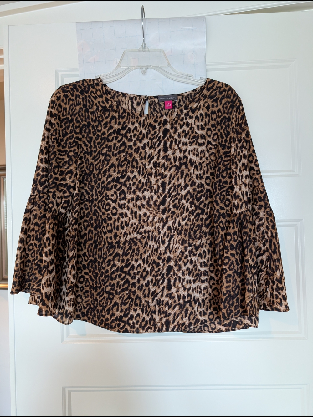 Vince Camuto Leopard Bell-Sleeve Blouse - Brown & Black